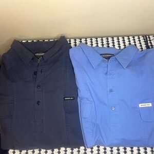 (2) Vintage 80s Members Only Blue 1/4 Button Up Pullover Dress Casual Shirt